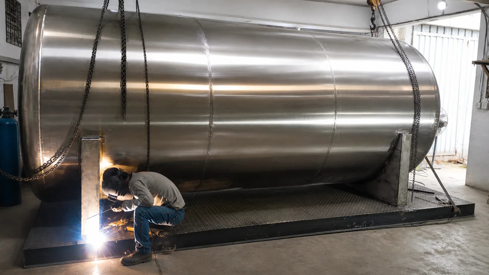 Grinding and finishing steel fabrication
